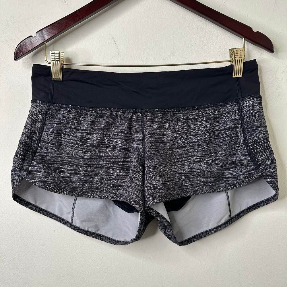 6 Lululemon Speed  Short 2.5″ Striped High-Rise Lined Active Shorts Athleisure